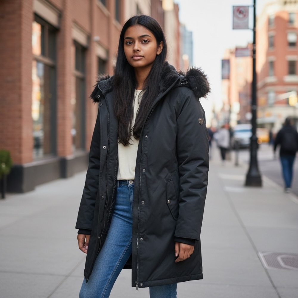 1 Madison Black Fur-Trimmed Ski Jacket